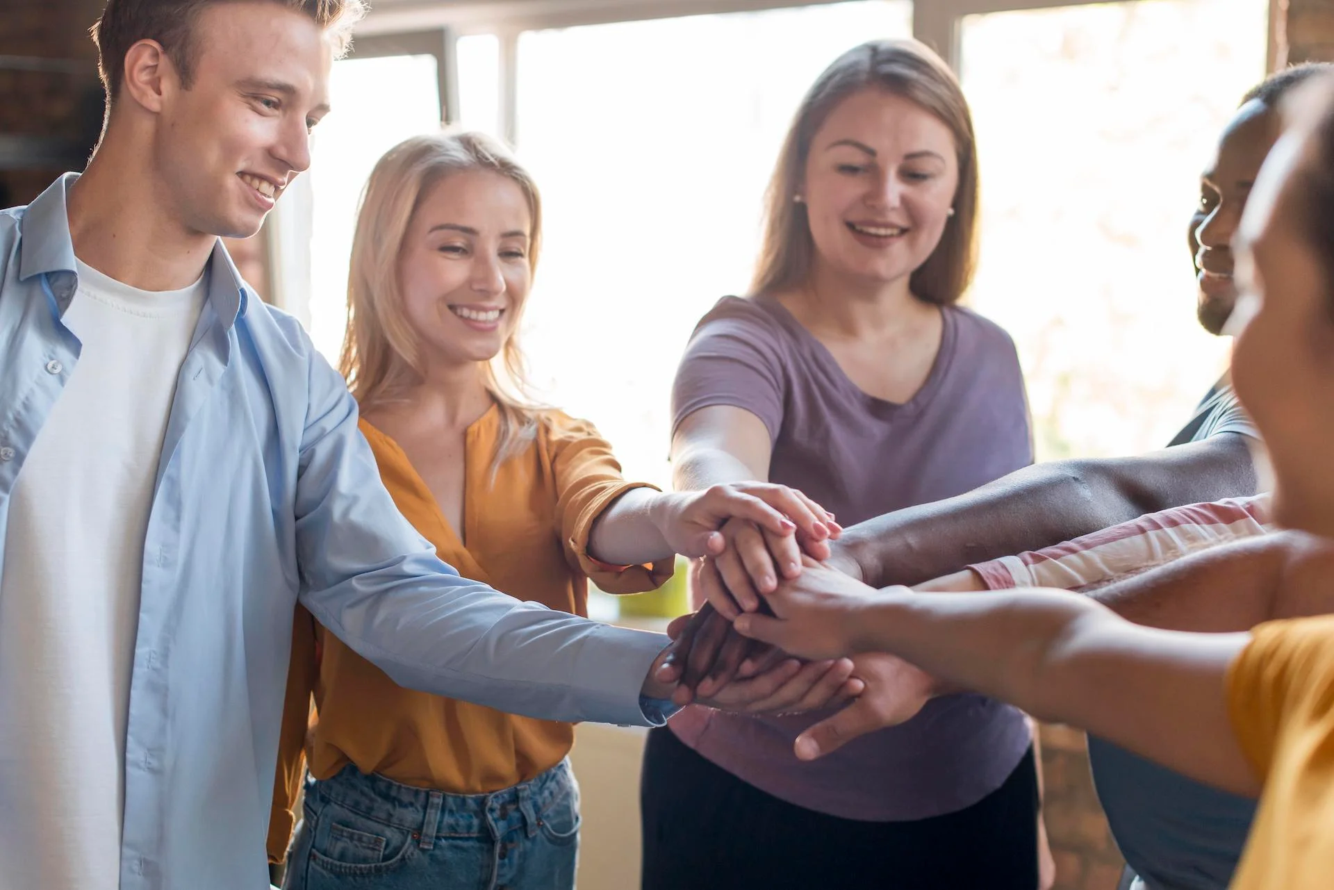 group friends gathering together